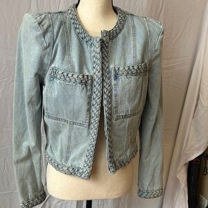 Veronica Beard Braided Denim Jacket in Light Blue